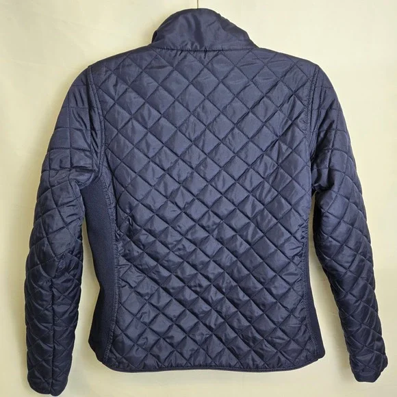 U.S. Polo Assn. Quilted Side Knit Moto Jacket, Evening Blue, Women's Size Medium - Picture 7 of 9